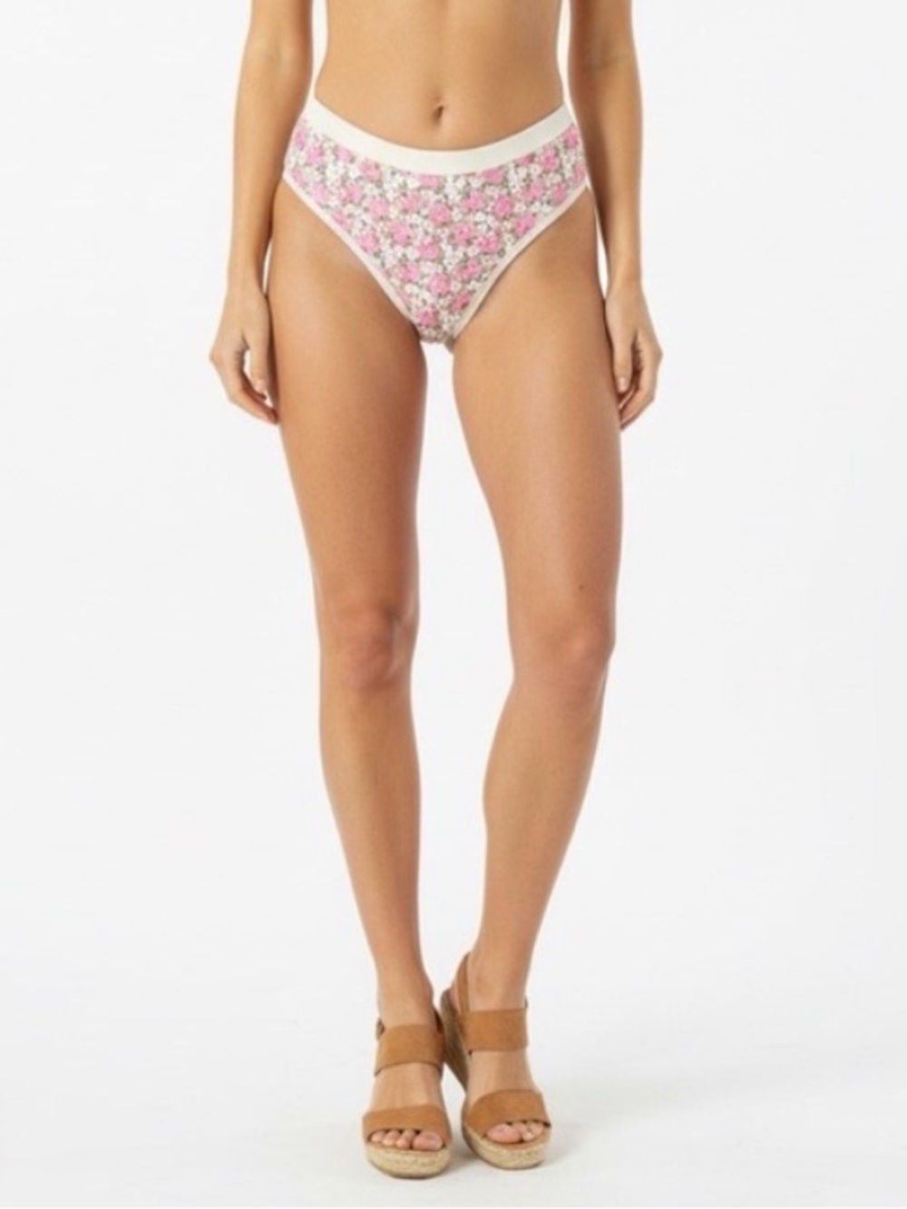New Caroline Constas Pink Floral Floral High-Waist & High-leg Bikini Bottoms - S